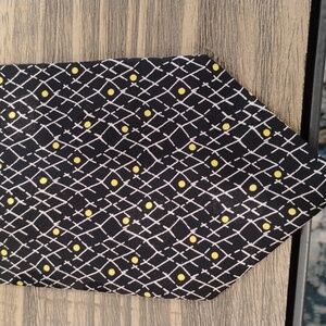 Brioni mens necktie black with white criss cross pattern and yellow dots